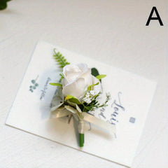 Bridesmaid & Groom Corsage Rose Wrist Flower Set