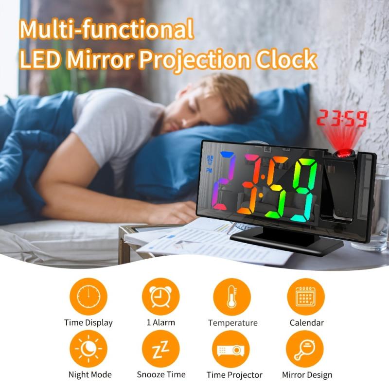 3D Projection Alarm Clock LED Screen Office Bedroom Table Clock