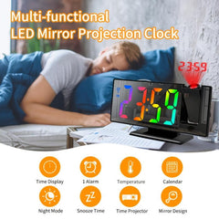 3D Projection Alarm Clock LED Screen Office Bedroom Table Clock