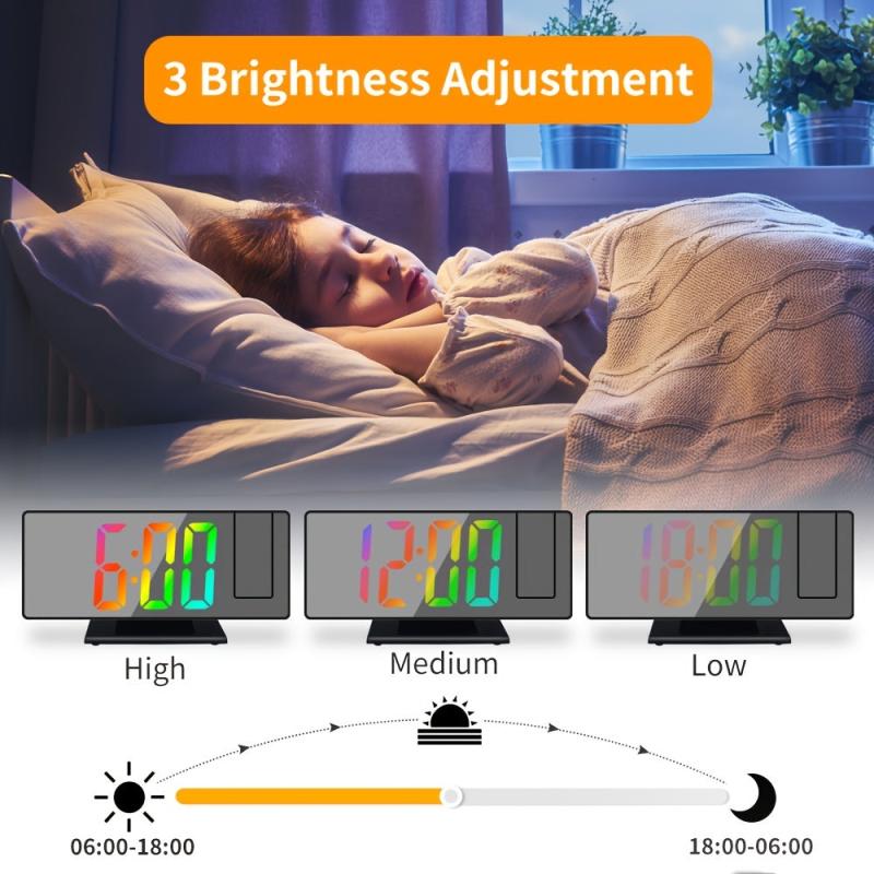 3D Projection Alarm Clock LED Screen Office Bedroom Table Clock