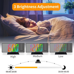 3D Projection Alarm Clock LED Screen Office Bedroom Table Clock