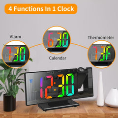 3D Projection Alarm Clock LED Screen Office Bedroom Table Clock