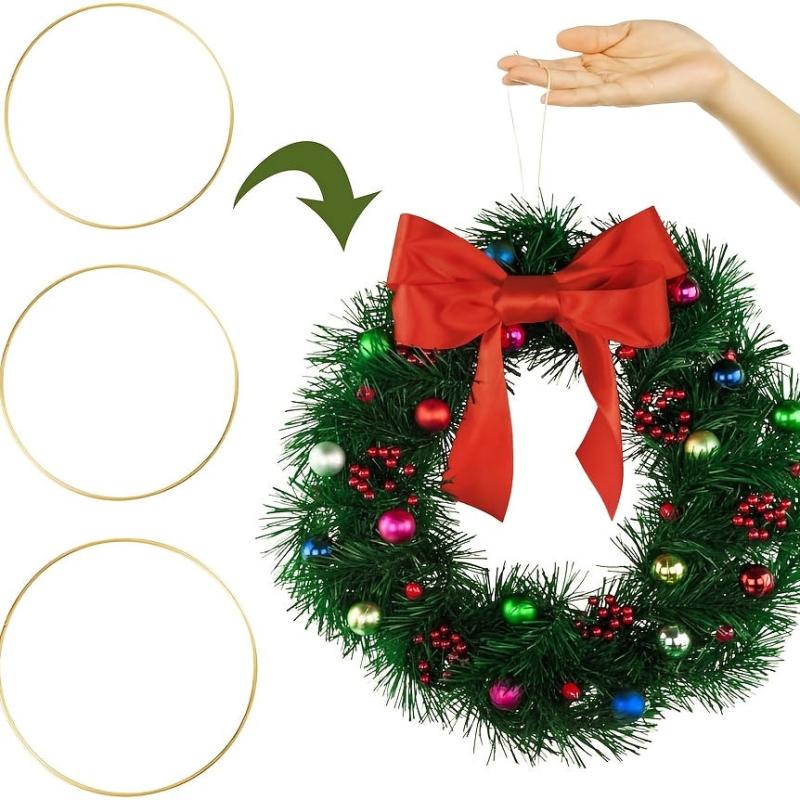 6pcs Metal Floral Hoop Wreath Macrame Golden Hoop Rings - 8, 10 & 30 48 Cm