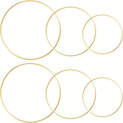 6pcs Metal Floral Hoop Wreath Macrame Golden Hoop Rings - 8, 10 & 30 48 Cm