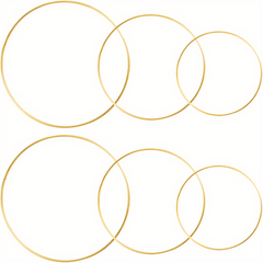 6pcs Metal Floral Hoop Wreath Macrame Golden Hoop Rings - 8, 10 & 30 48 Cm
