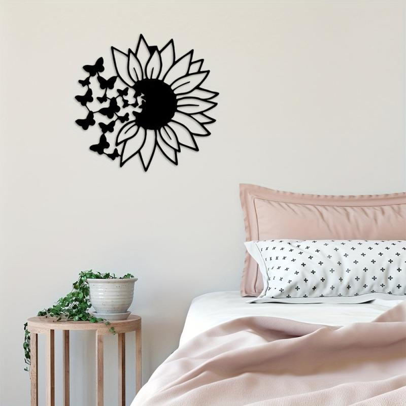 Butterfly Sunflower Wall Decor Metal Hanging Decoration Birthday Party Supplies