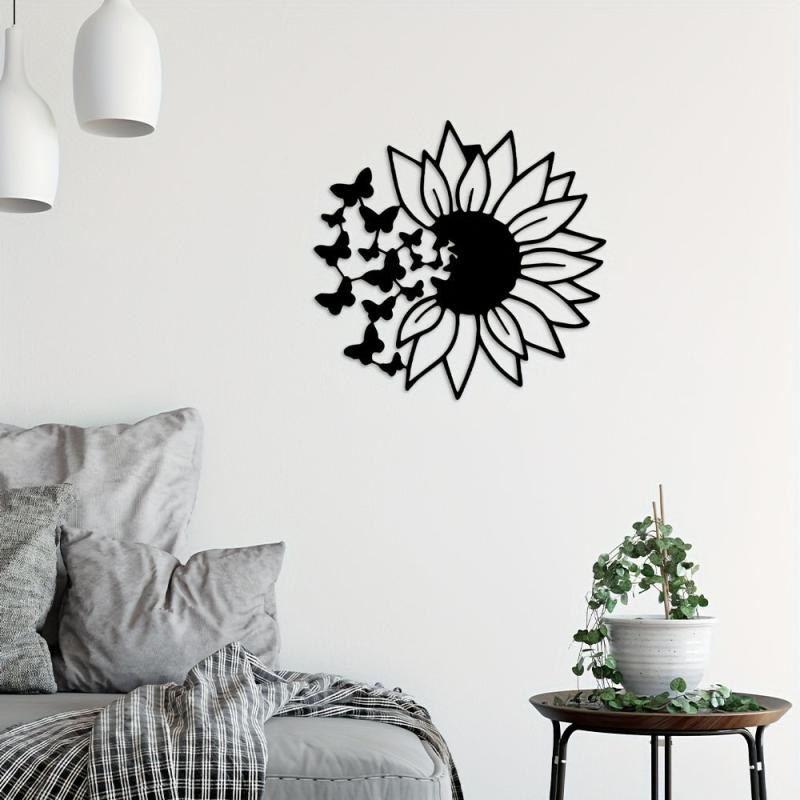 Butterfly Sunflower Wall Decor Metal Hanging Decoration Birthday Party Supplies