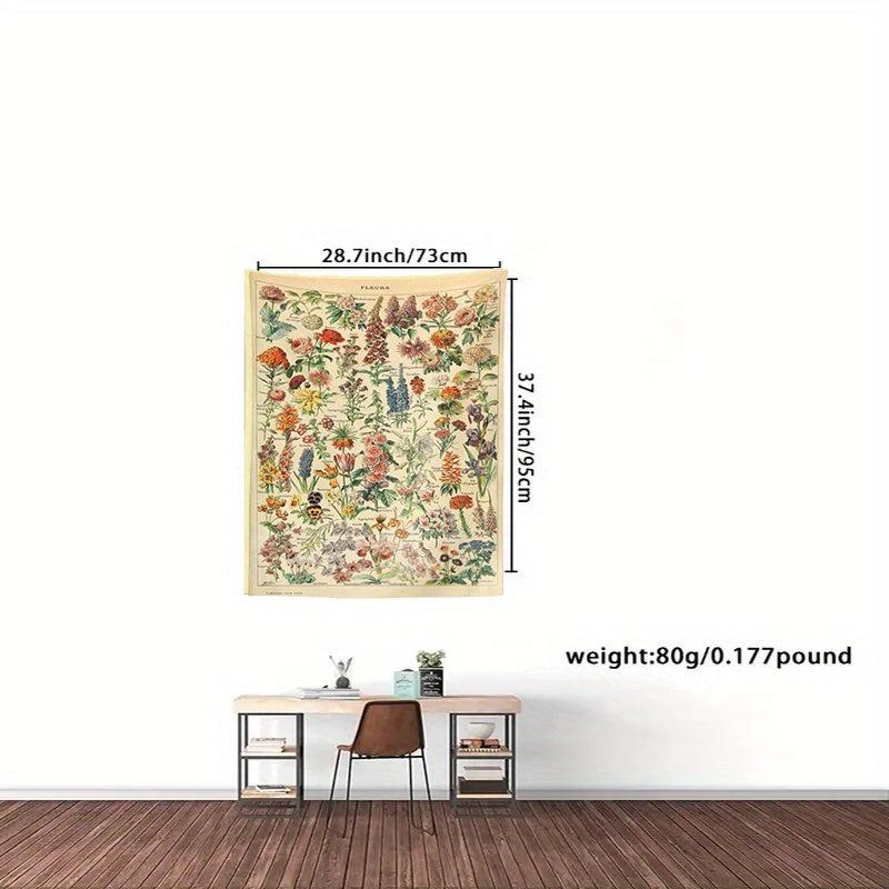 Plants Flower Wreath Retro Texture Printing Tapestry Home Decoration