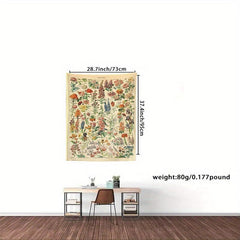 Plants Flower Wreath Retro Texture Printing Tapestry Home Decoration