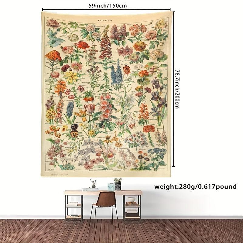 Plants Flower Wreath Retro Texture Printing Tapestry Home Decoration