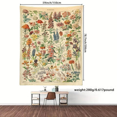 Plants Flower Wreath Retro Texture Printing Tapestry Home Decoration