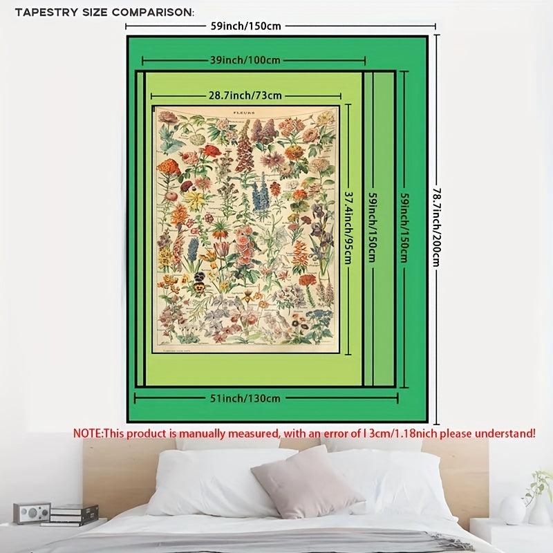 Plants Flower Wreath Retro Texture Printing Tapestry Home Decoration