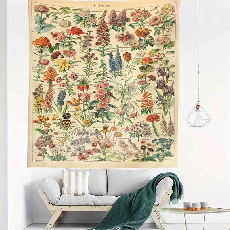 Plants Flower Wreath Retro Texture Printing Tapestry Home Decoration