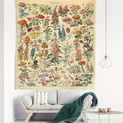 Plants Flower Wreath Retro Texture Printing Tapestry Home Decoration