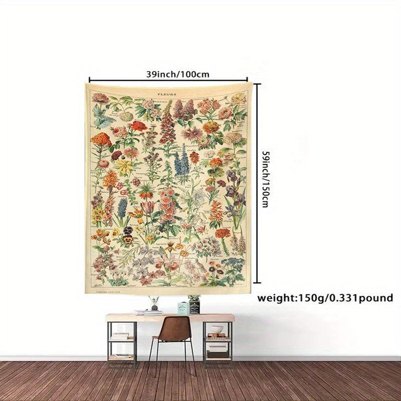 Plants Flower Wreath Retro Texture Printing Tapestry Home Decoration