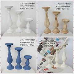 Antique Wooden Candlesticks Decorative Ornaments Photography Props