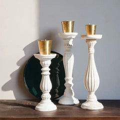 Antique Wooden Candlesticks Decorative Ornaments Photography Props