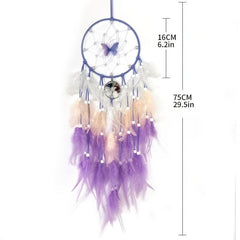 Fairy Butterfly Dream Catcher Crystal Stone Tree Feather Wind Chime