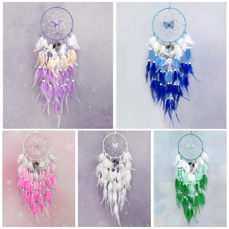 Fairy Butterfly Dream Catcher Crystal Stone Tree Feather Wind Chime