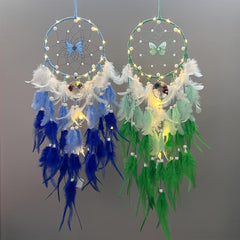 Fairy Butterfly Dream Catcher Crystal Stone Tree Feather Wind Chime