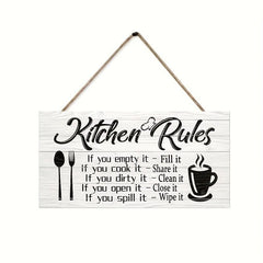 Kitchen Rules Wooden Sign Funny Canvas Print Wall Decor