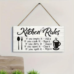 Kitchen Rules Wooden Sign Funny Canvas Print Wall Decor