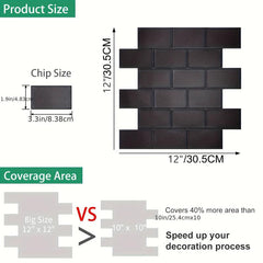 10pcs Tile Stickers Non-slip Kitchen Wall Sticker Self-adhesive Waterproof