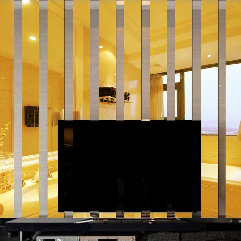 10pcs Golden Acrylic Mirror Wall Sticker Self Adhesive Mirror Stickers