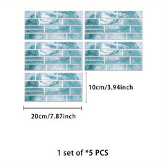 5pcs Waterproof Backsplash Tile Stickers for DIY Home Decor