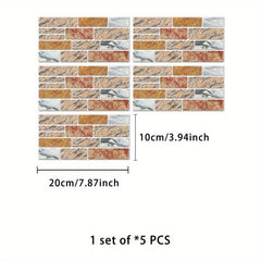 5pcs Waterproof Backsplash Tile Stickers for DIY Home Decor