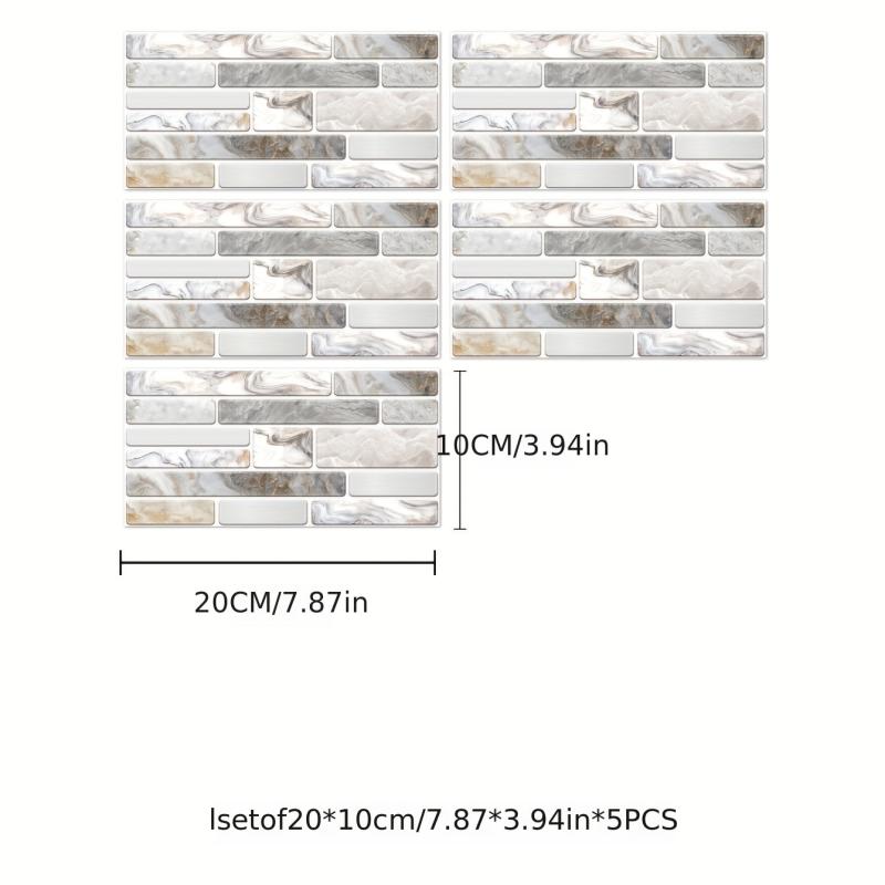 5pcs Waterproof Backsplash Tile Stickers for DIY Home Decor