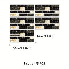 5pcs Waterproof Backsplash Tile Stickers for DIY Home Decor