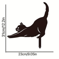 3-Piece Metal Wrought Iron Cat Set Animal Silhouette Garden Decoration