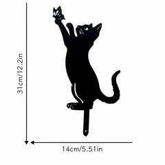 3-Piece Metal Wrought Iron Cat Set Animal Silhouette Garden Decoration