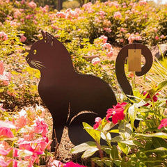 3-Piece Metal Wrought Iron Cat Set Animal Silhouette Garden Decoration