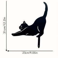 3-Piece Metal Wrought Iron Cat Set Animal Silhouette Garden Decoration