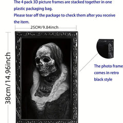 4pcs Spooky 3D Changing Face Photo Frame for Halloween Party Decor