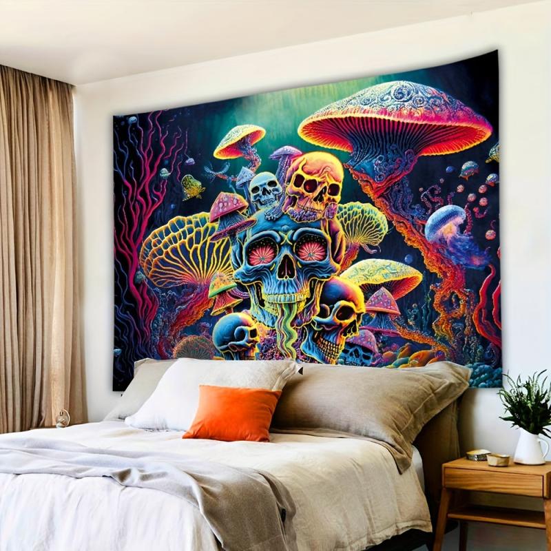 Gothic Skull Fluorescent Tapestry for Living Room Bedroom