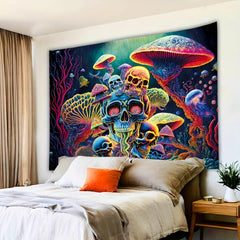 Gothic Skull Fluorescent Tapestry for Living Room Bedroom