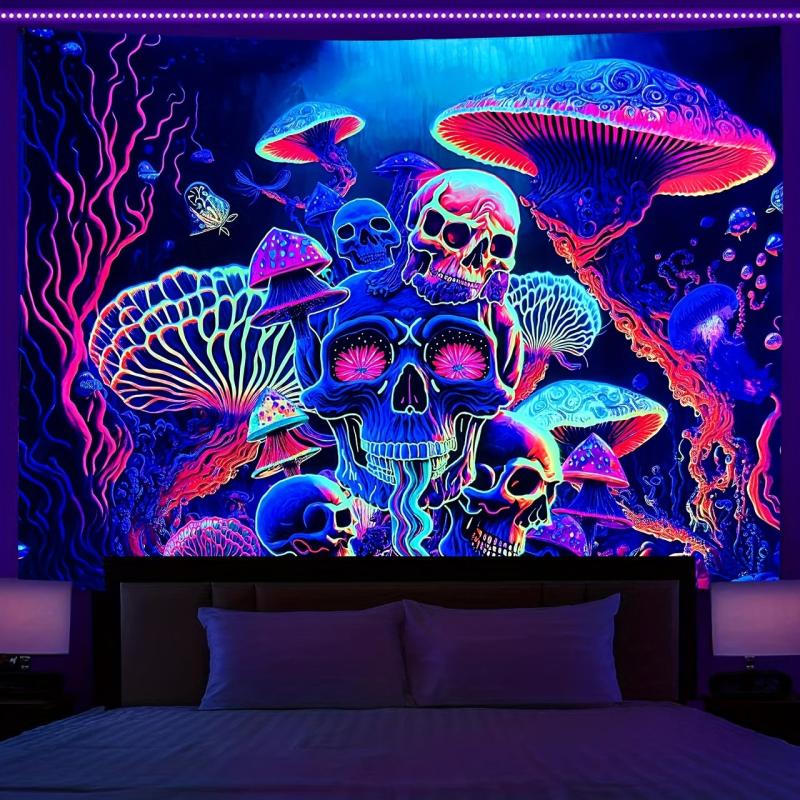 Gothic Skull Fluorescent Tapestry for Living Room Bedroom