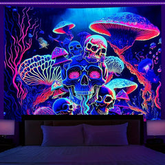 Gothic Skull Fluorescent Tapestry for Living Room Bedroom