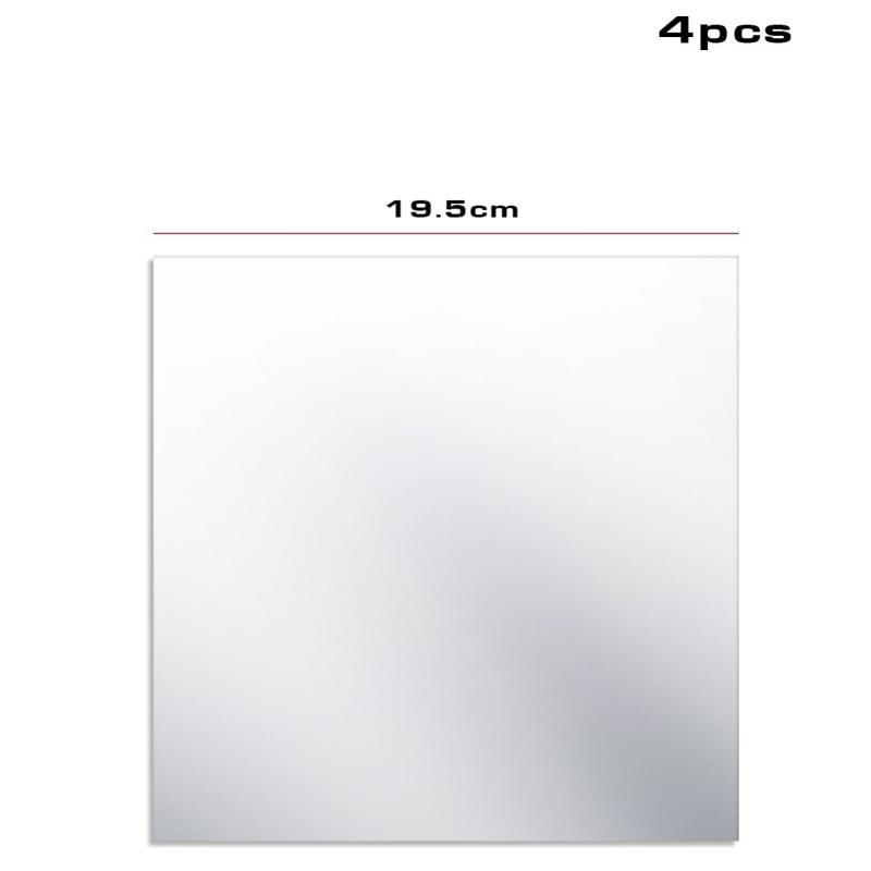 4pcs Acrylic Mirror Wall Sticker Tiles Square Mirror Decal For Home Decor