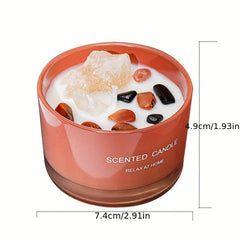 Crystal Soy Wax Scented Candle with Healing Crystals - Floral Jar