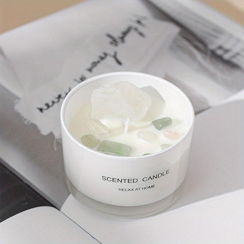 Crystal Soy Wax Scented Candle with Healing Crystals - Floral Jar