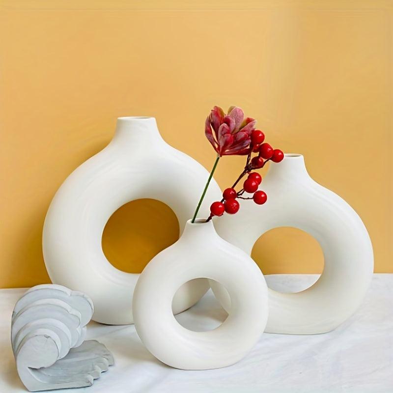 Nordic Ceramic Vase Boho Pampas Flower Decor