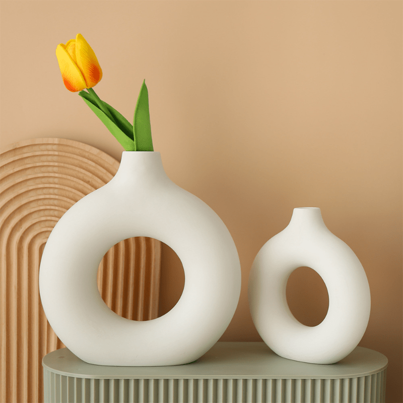 Nordic Ceramic Vase Boho Pampas Flower Decor