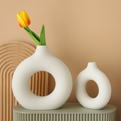 Nordic Ceramic Vase Boho Pampas Flower Decor