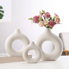 Nordic Ceramic Vase Boho Pampas Flower Decor