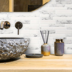 10 Sheets Tile Sticker Modern Marble Patterned 3D Backsplash Peel and Stick Tile