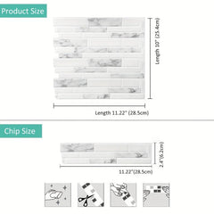 10 Sheets Tile Sticker Modern Marble Patterned 3D Backsplash Peel and Stick Tile